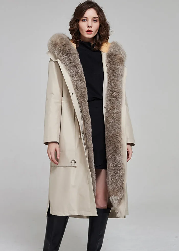 Marie Real Fur Hooded Long Parka