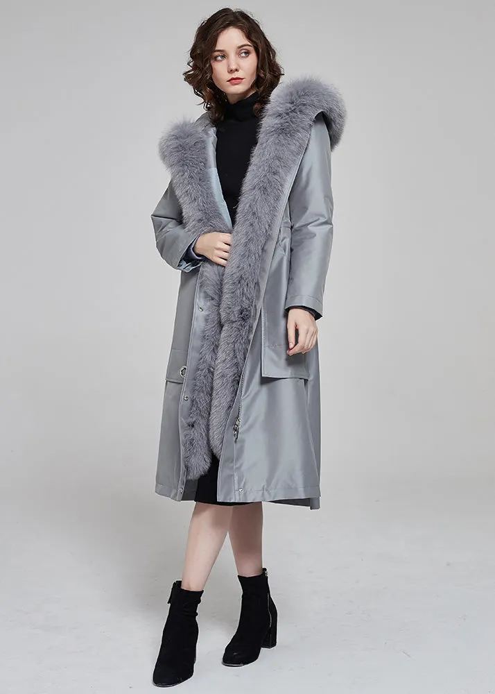 Marie Real Fur Hooded Long Parka