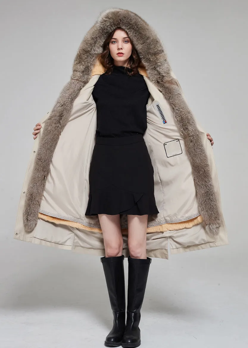 Marie Real Fur Hooded Long Parka