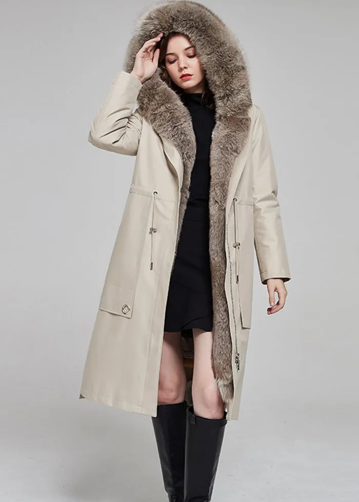 Marie Real Fur Hooded Long Parka