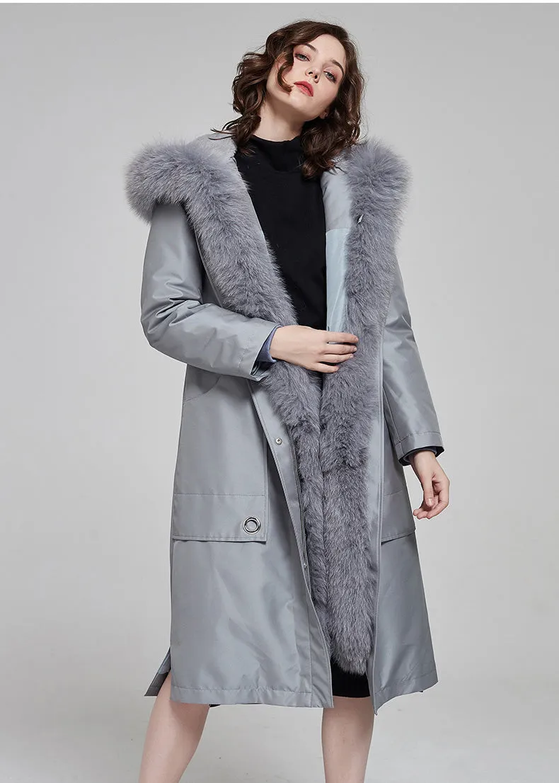 Marie Real Fur Hooded Long Parka