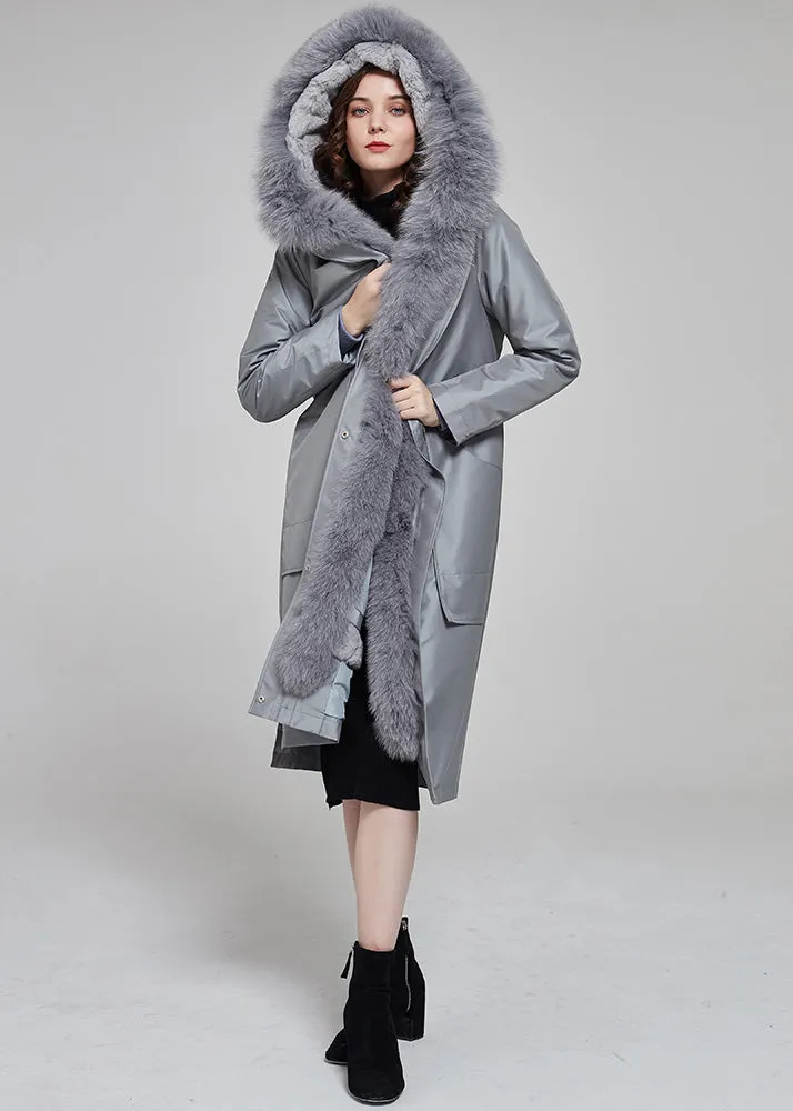 Marie Real Fur Hooded Long Parka