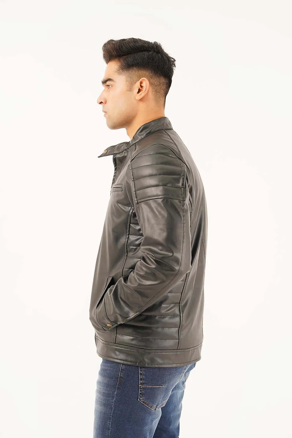 Men's Leather Biker Jacket