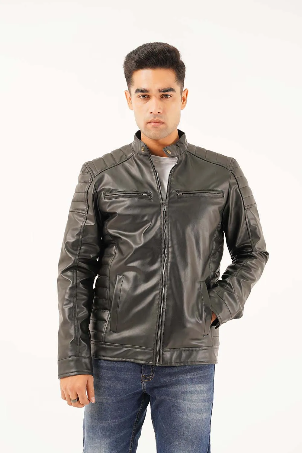 Men's Leather Biker Jacket