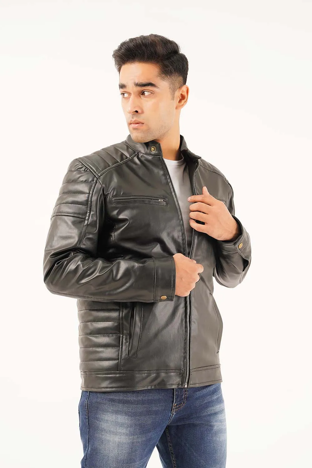 Men's Leather Biker Jacket