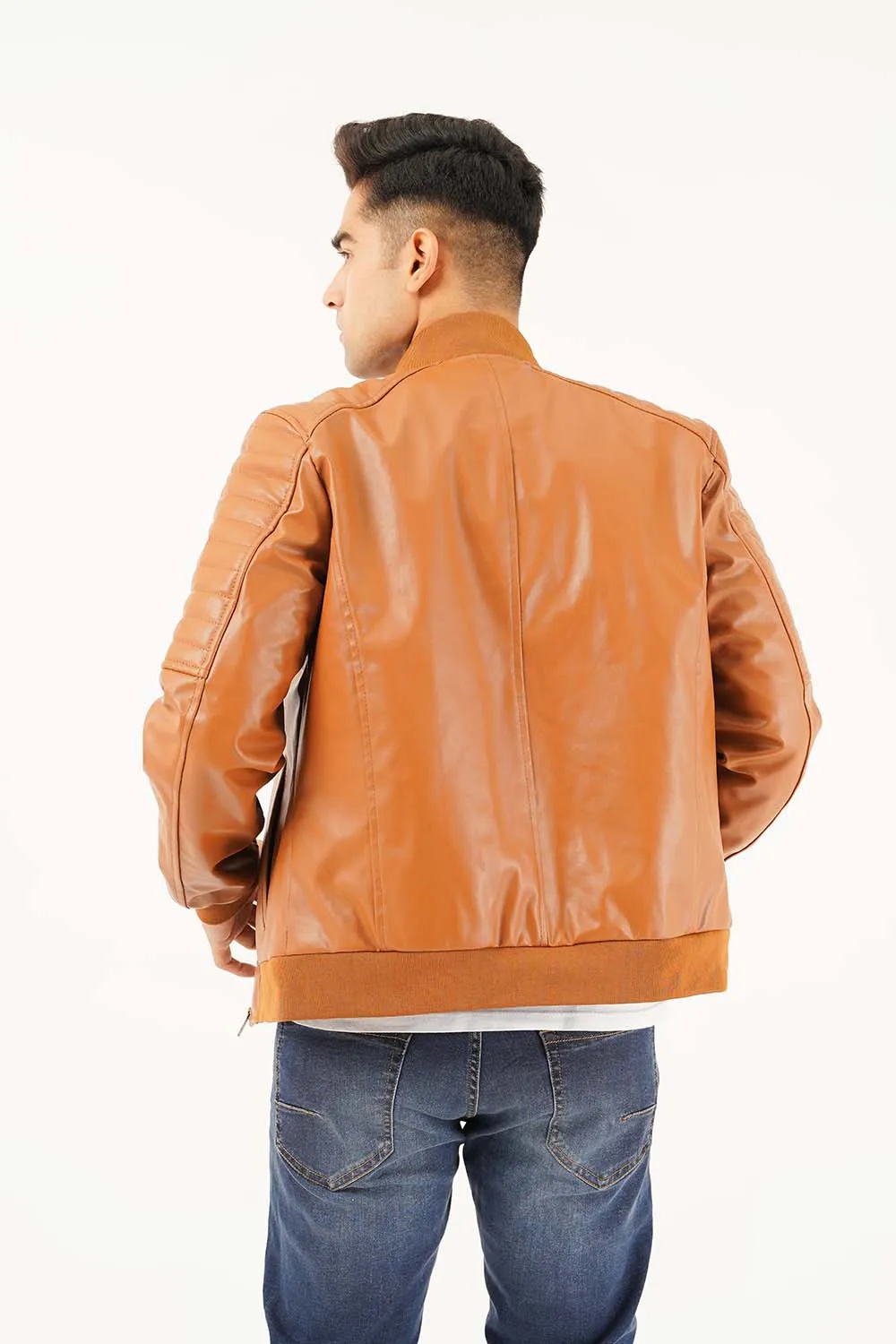 Men's Leather Bomber Jacket