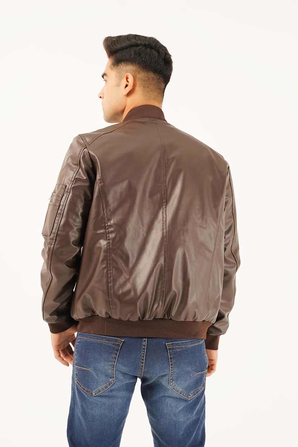 Men's Leather Bomber Jacket