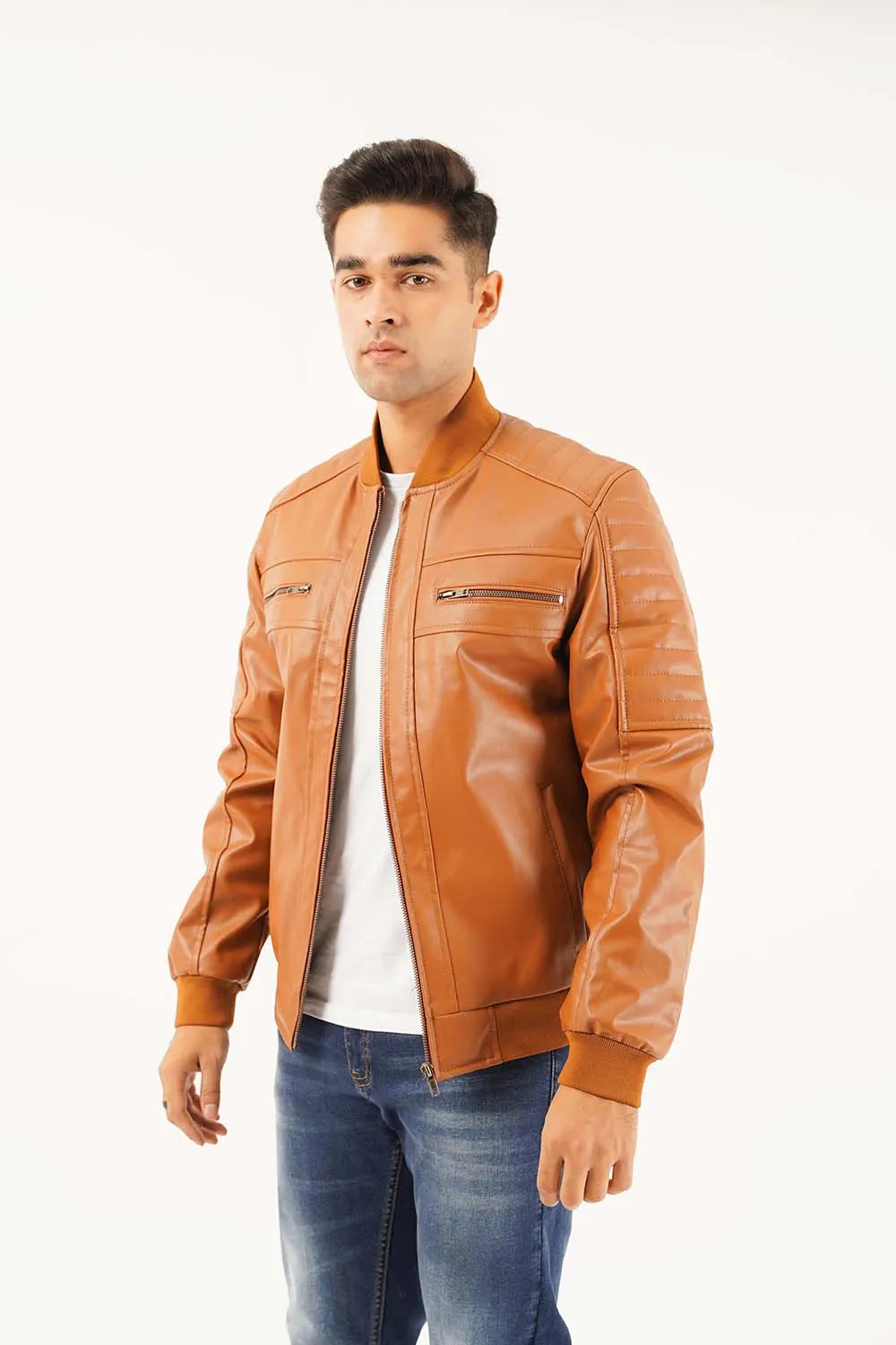 Men's Leather Bomber Jacket