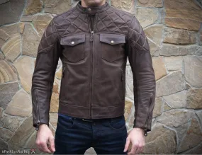 Men's Motorcycle Jacket | Brown Leather | Cafe Racer Style | Handcrafted