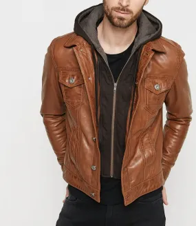 Mens Stylish Brown Leather Jacket