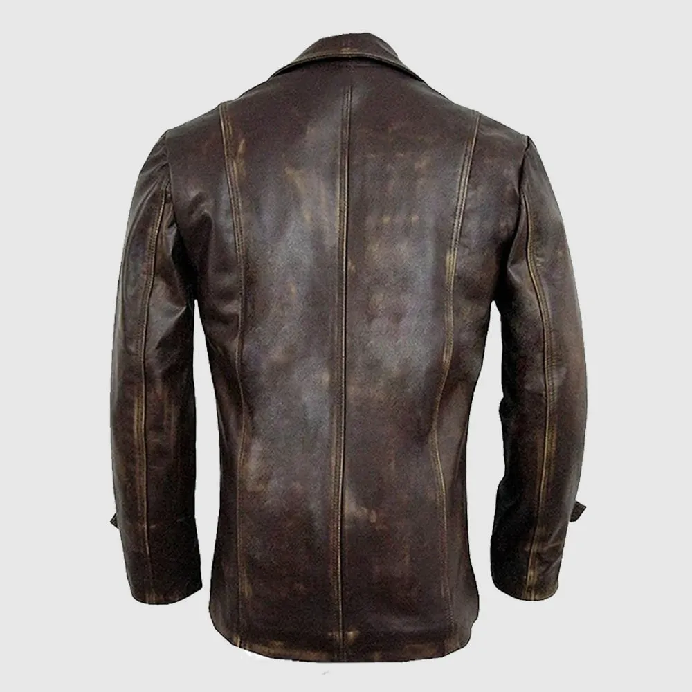 Men’s Stylish Cafe Racer Biker Distressed Brown Leather Jacket