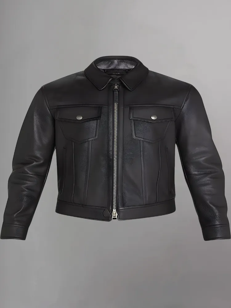 Men's Western Zip Leather Jacket