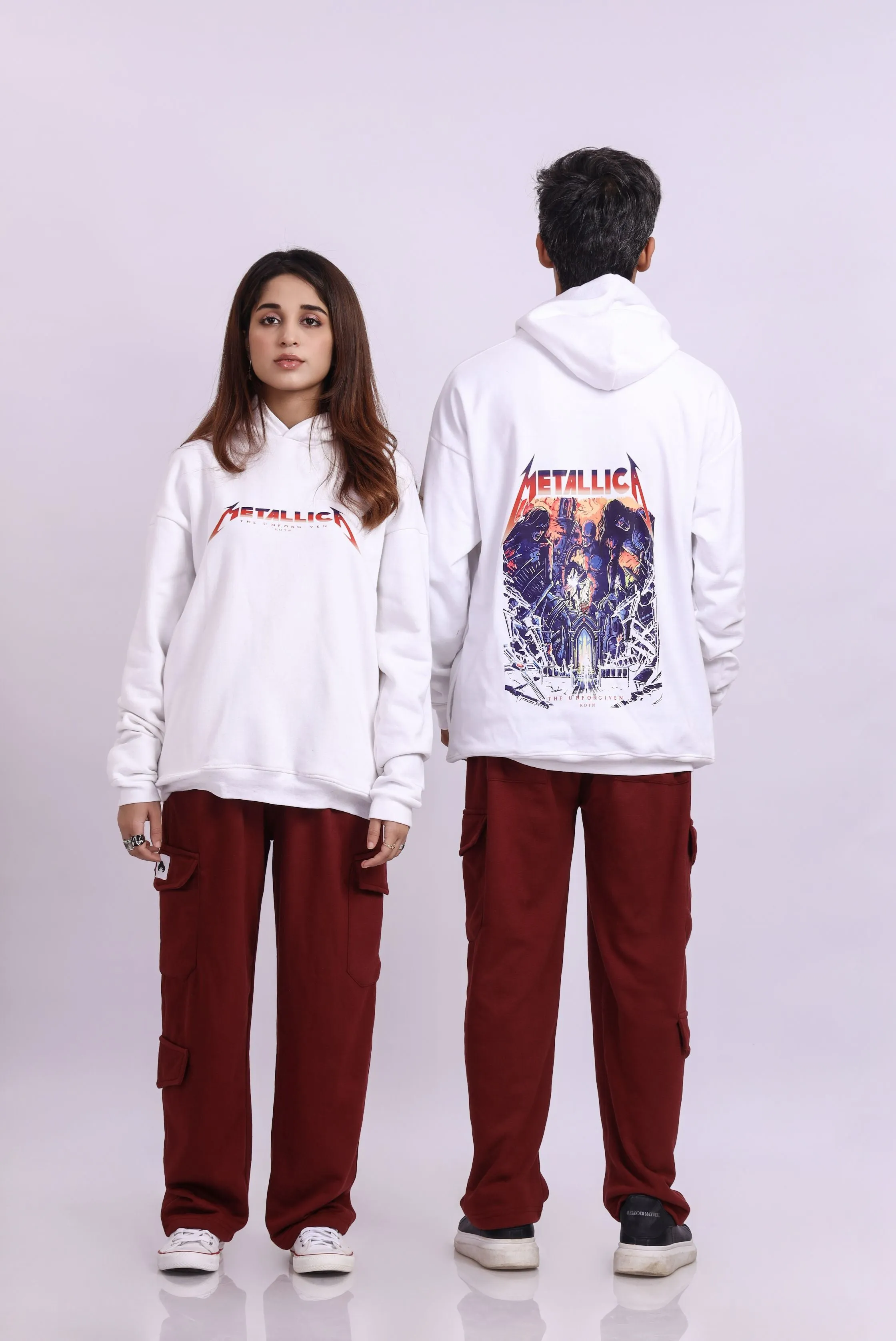 Metallica White Oversized Hoodie