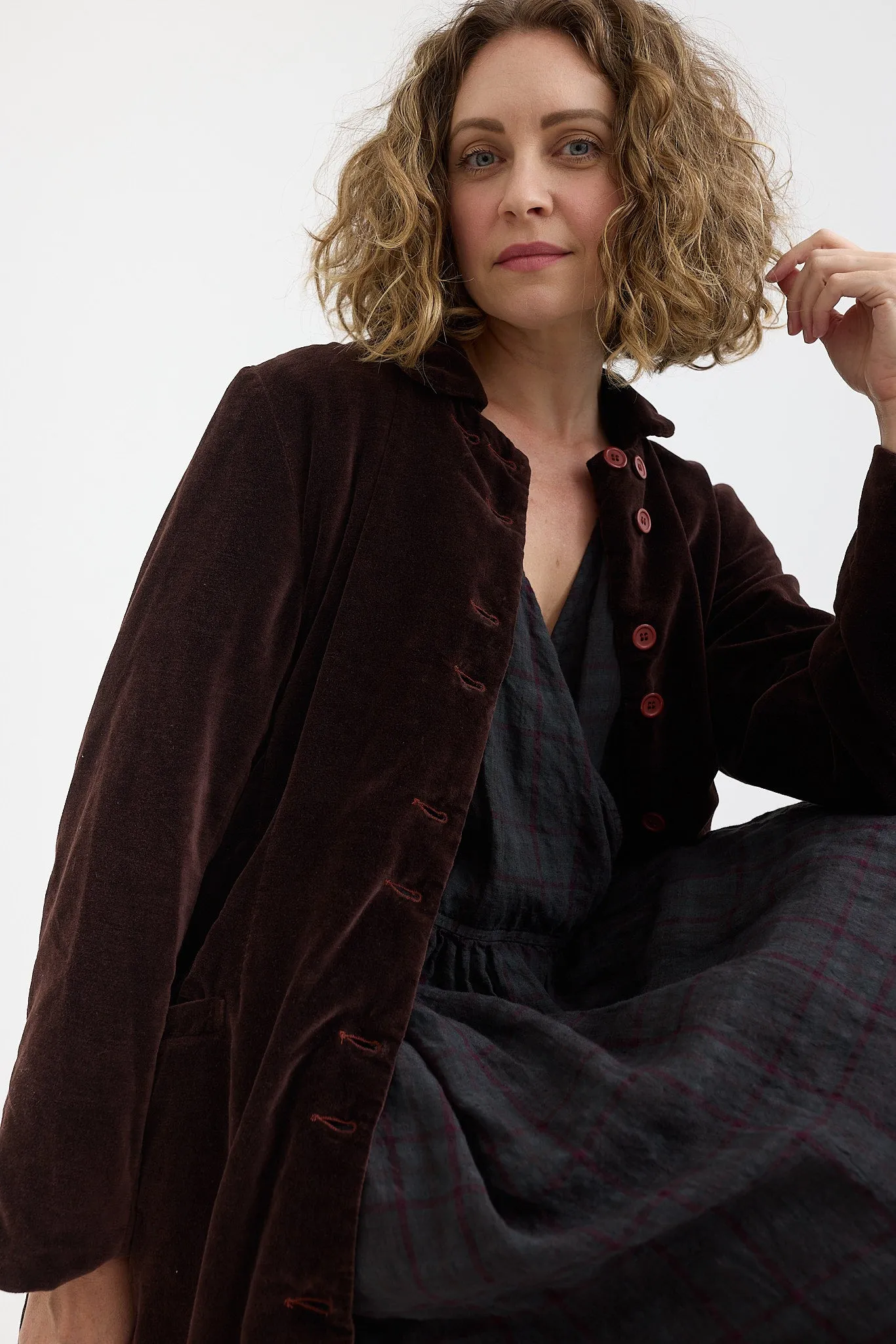 Metta Velvet Melodrama Coat in Pepper Color