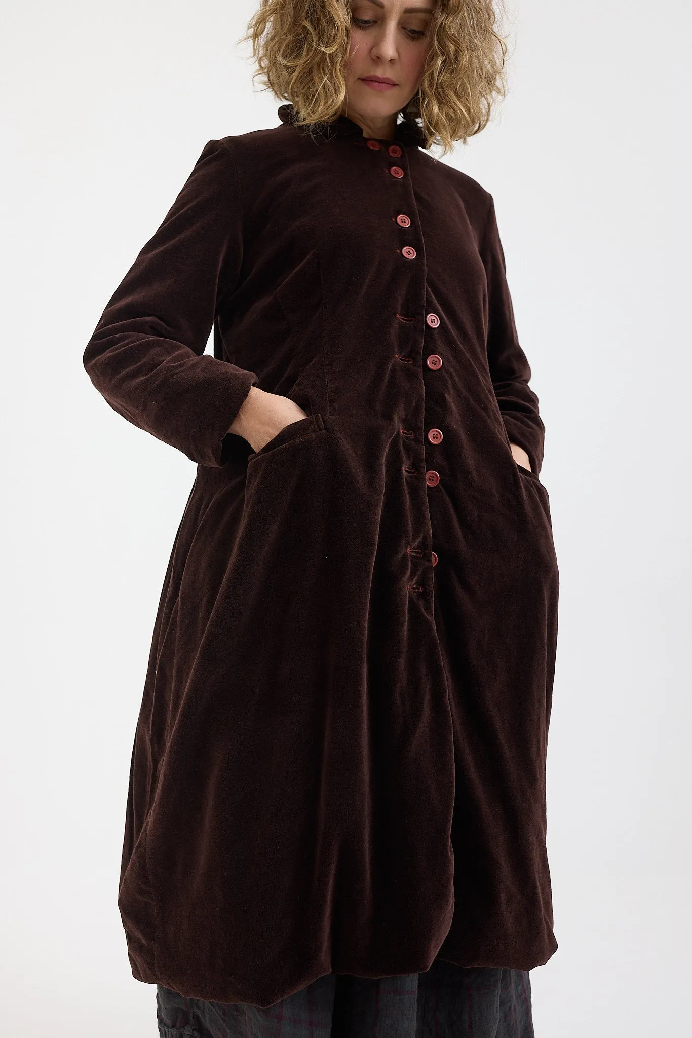 Metta Velvet Melodrama Coat in Pepper Color