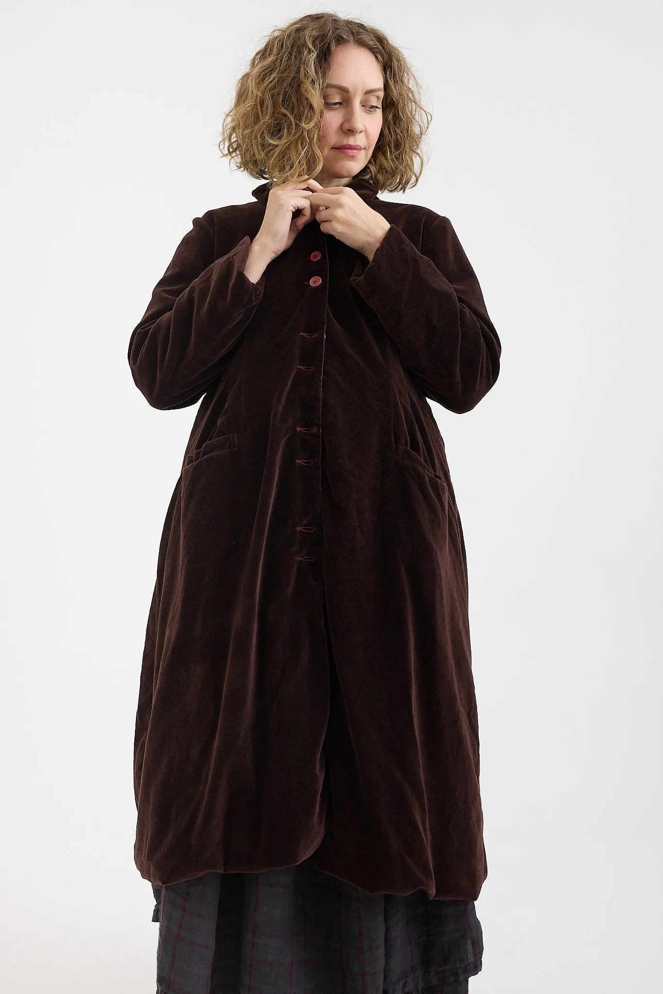 Metta Velvet Melodrama Coat in Pepper Color