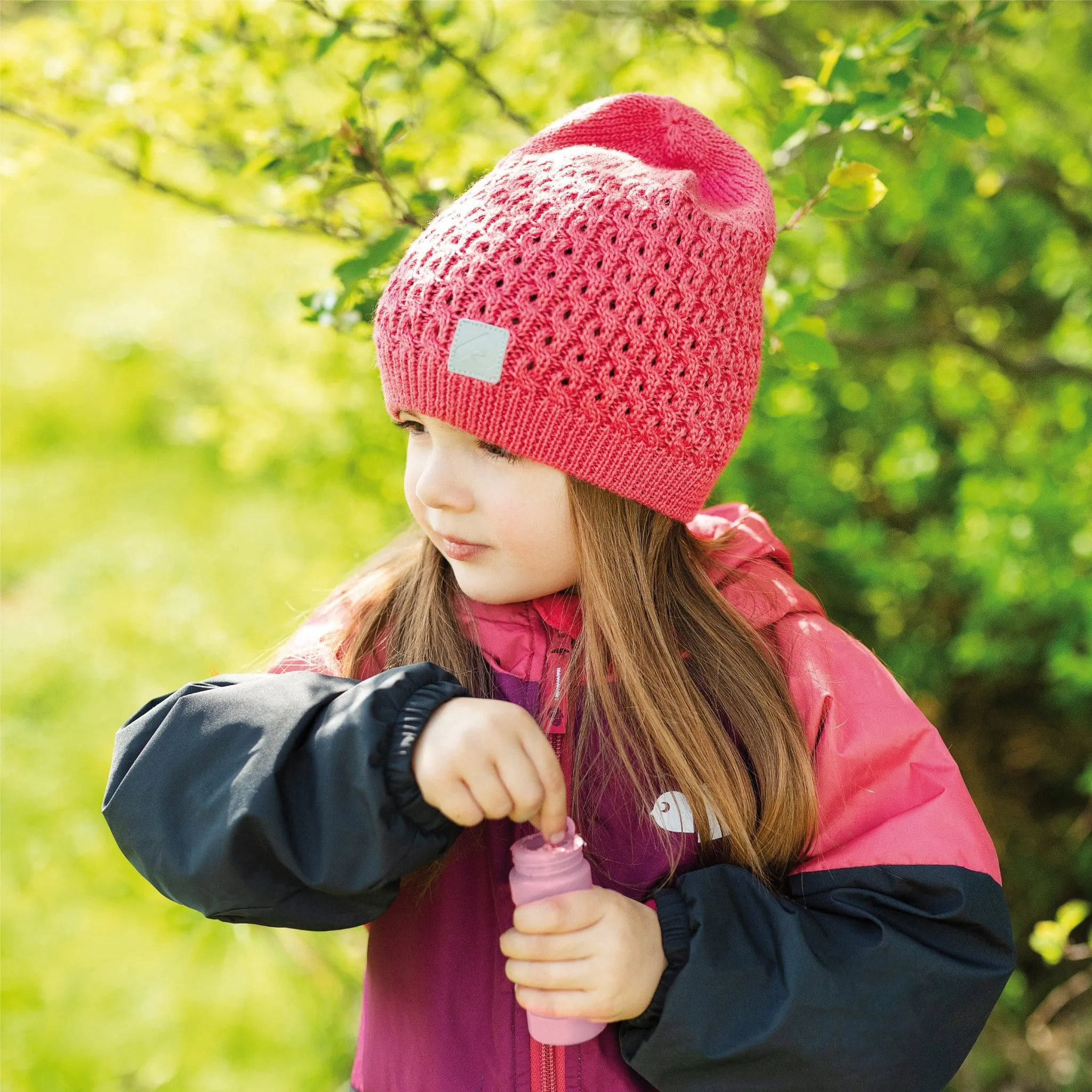 Mid-season coat - Pink, cherry & black