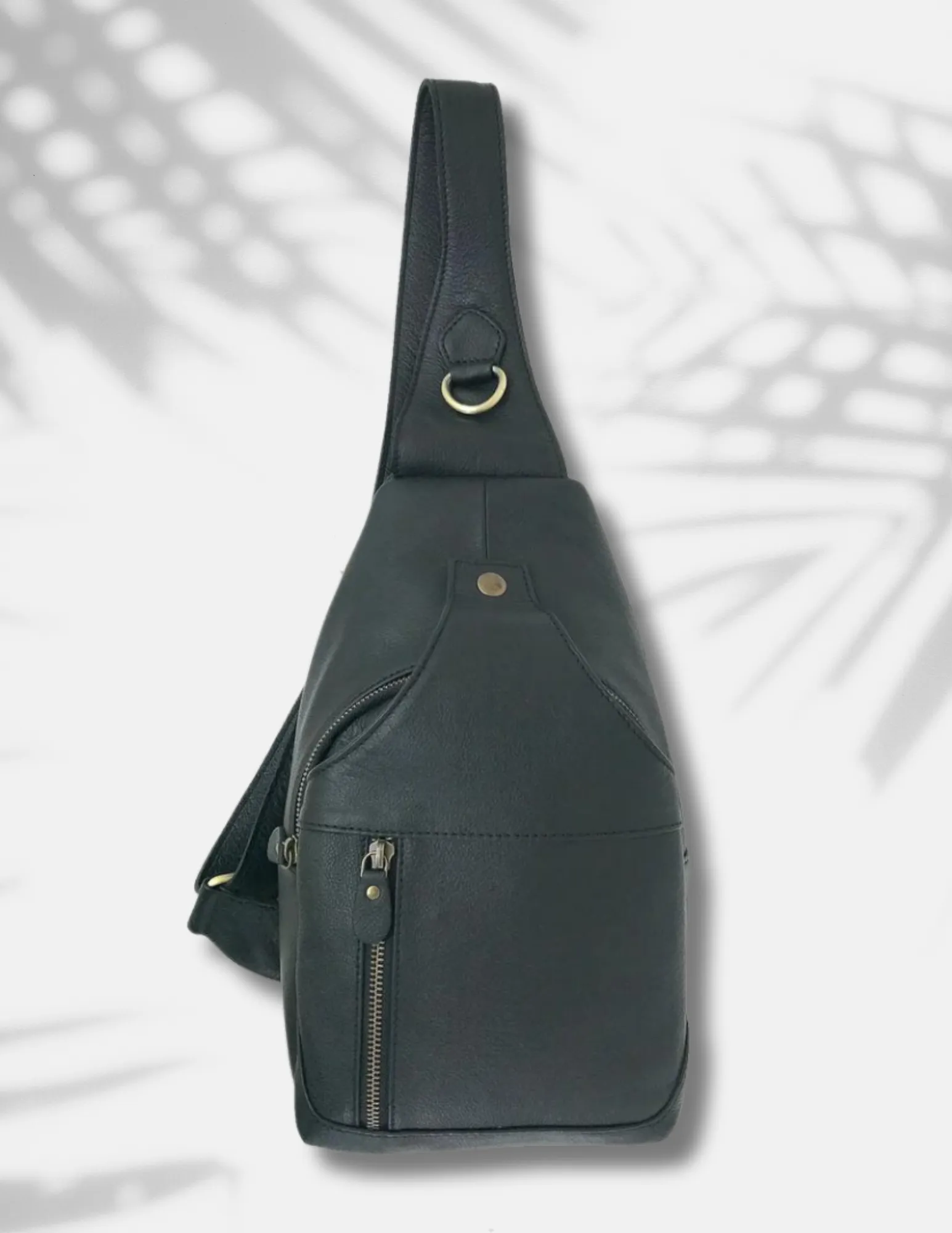 Modern Leather Chest Bag - Black