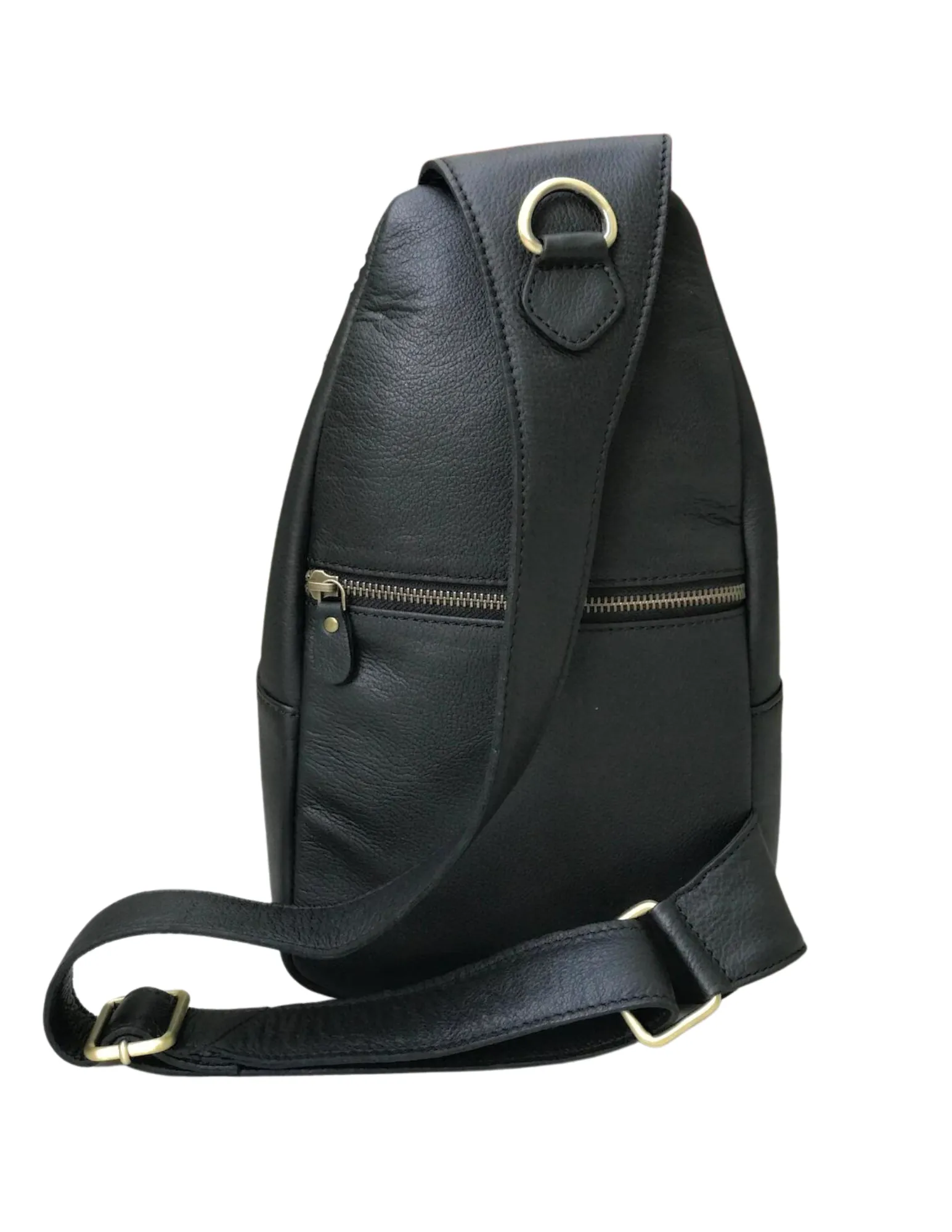 Modern Leather Chest Bag - Black