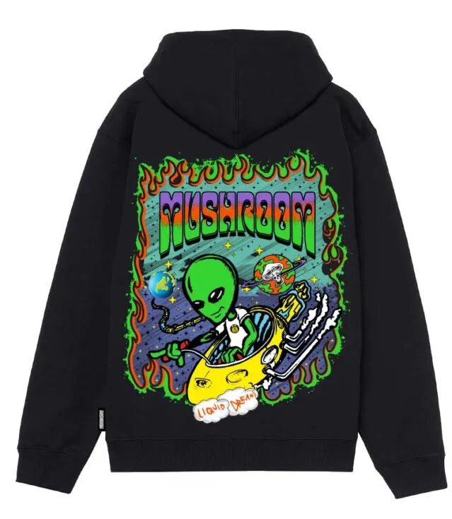 Mushroom Cotton hoodie with print 22FWMU21006 black