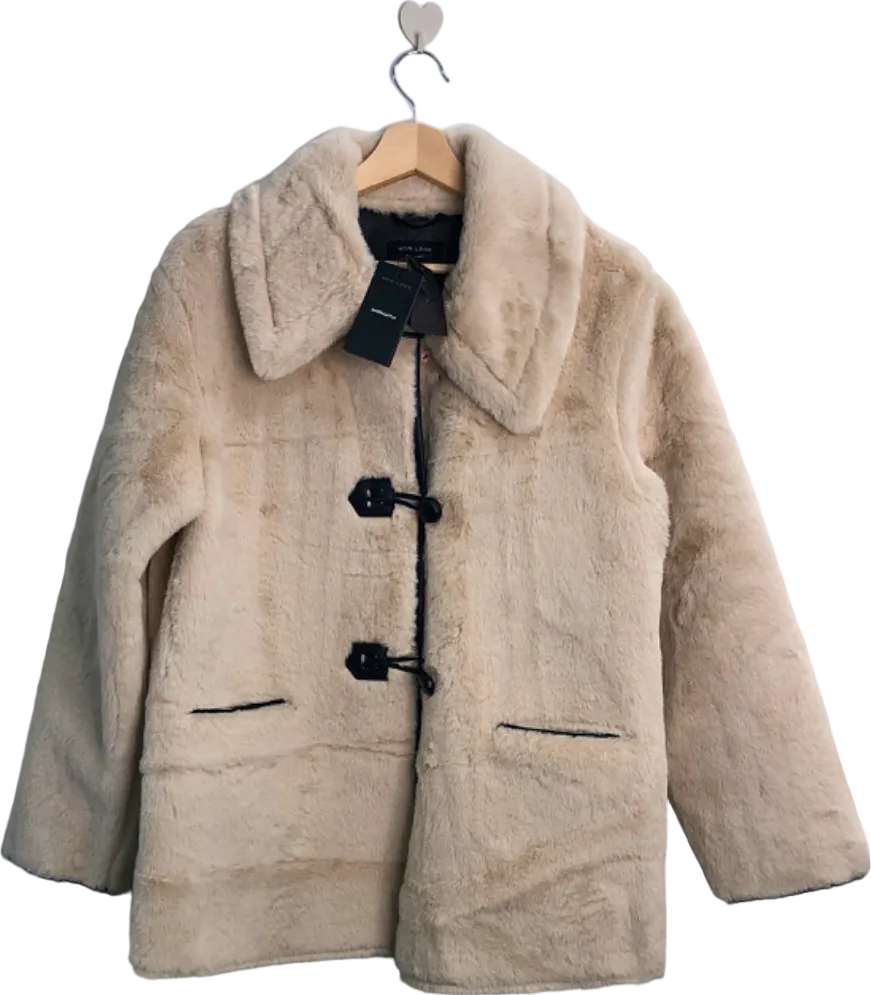 New Look Cream Taylor Fur Bonded Coat UK 12