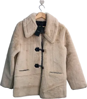 New Look Cream Taylor Fur Bonded Coat UK 12