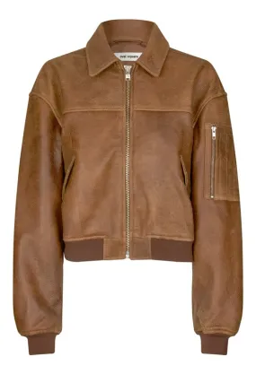 oval square Rocky Leather Bomber Used Brown