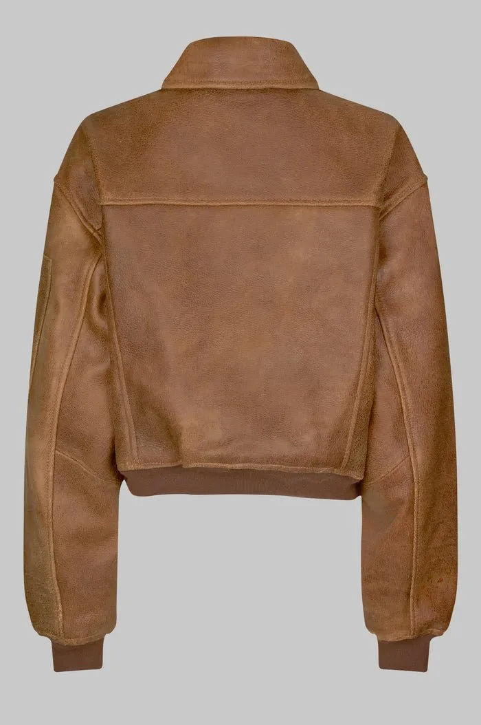 oval square Rocky Leather Bomber Used Brown