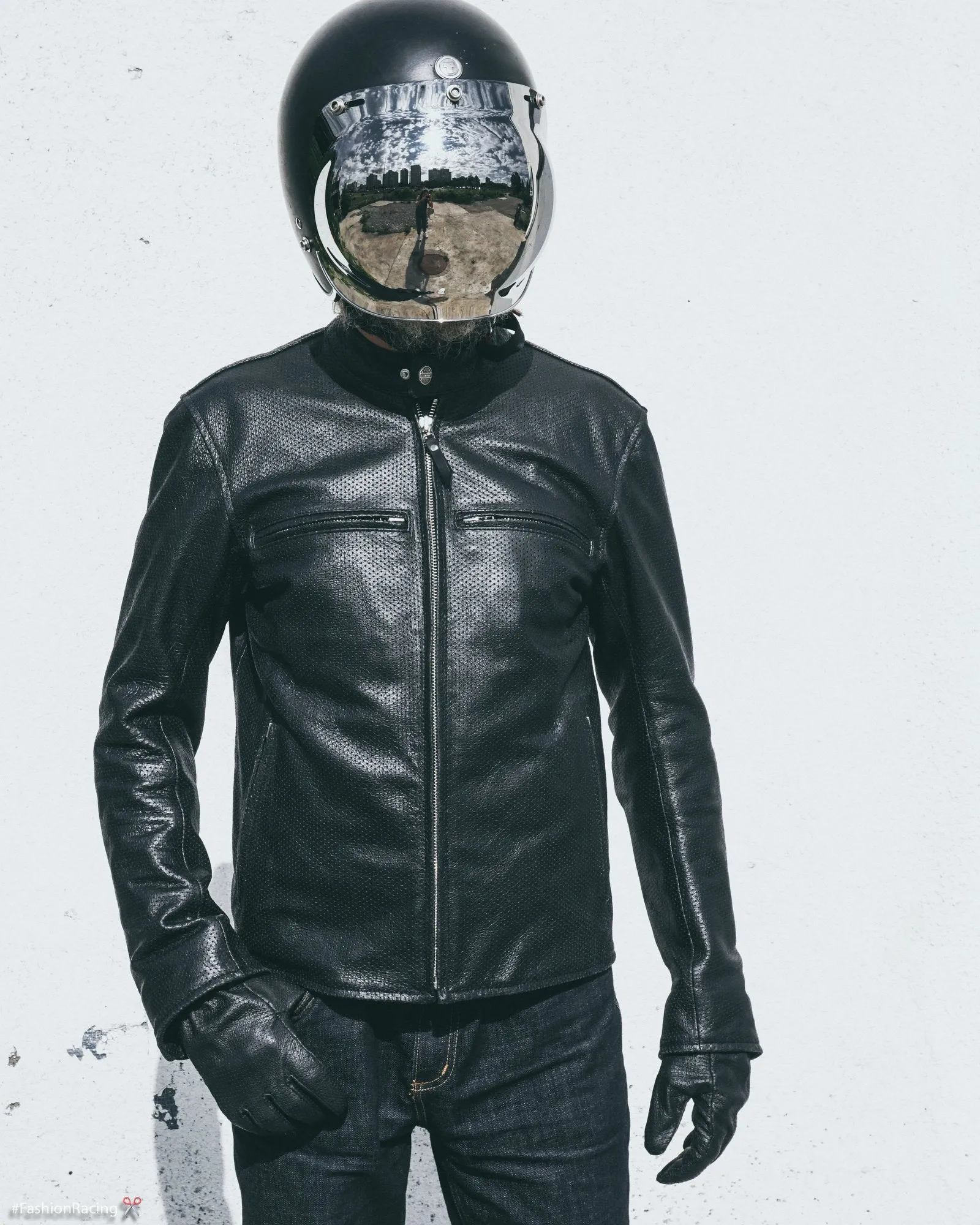 Perforated Leather Jacket in Black for Men, Handcrafted