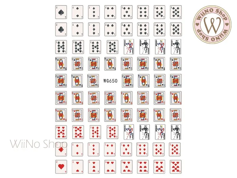 Poker Cards Adhesive Nail Art Sticker - 1 pc (WG650)