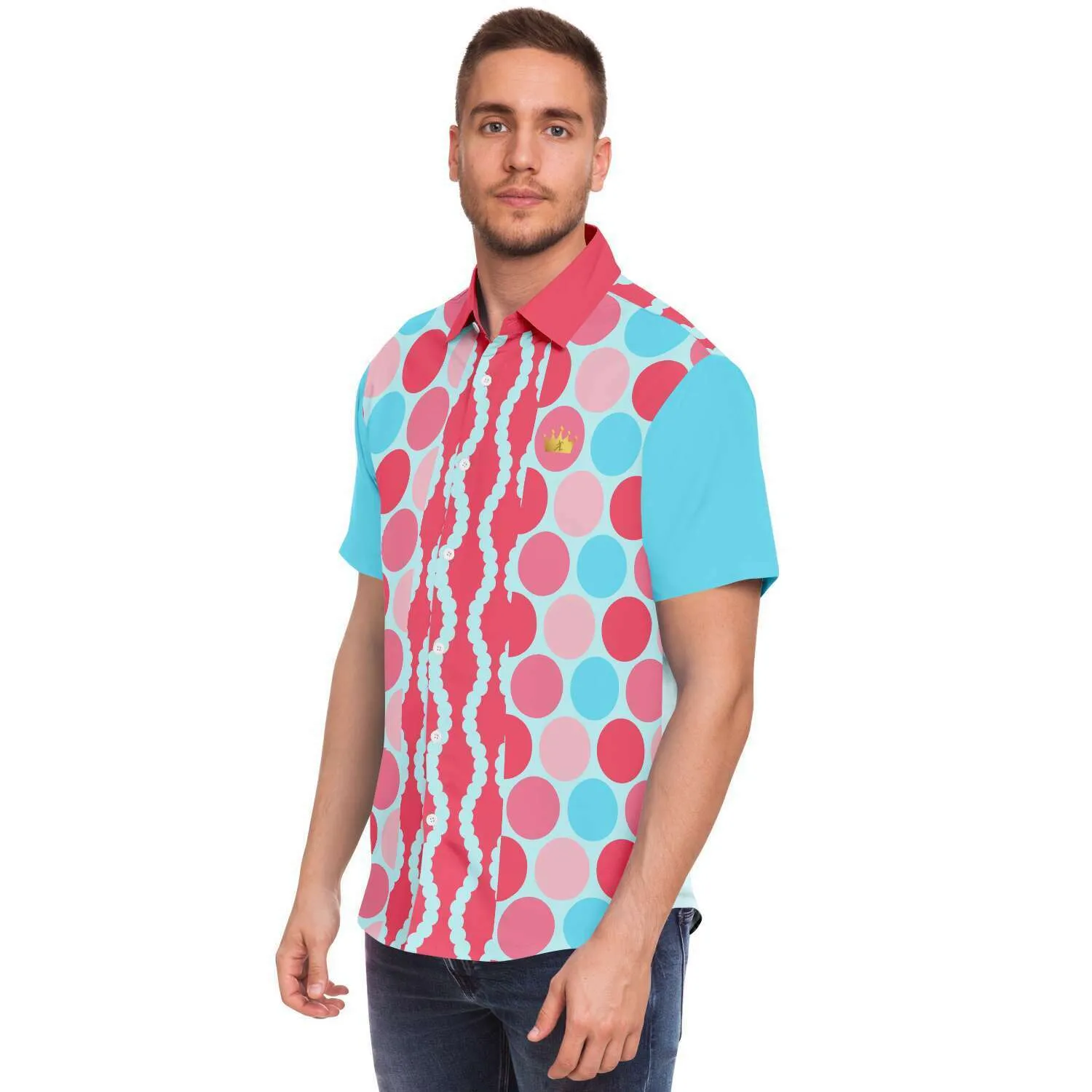 Polka Time Short Sleeve Button Down Shirt