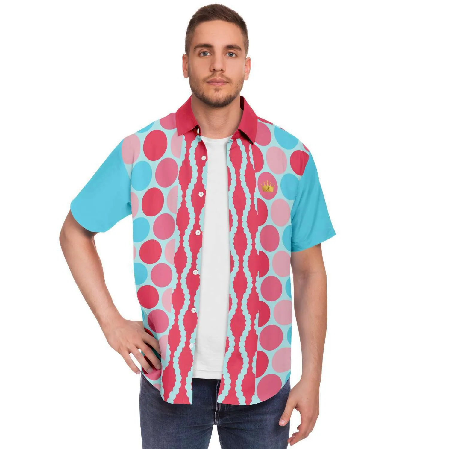 Polka Time Short Sleeve Button Down Shirt