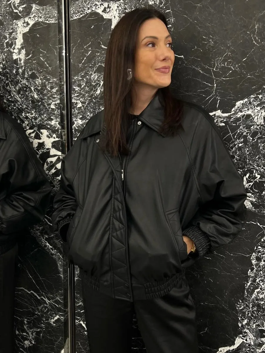 **PRESALE** BRUNETTE THE LABEL Oversized Vegan Leather Bomber Jacket