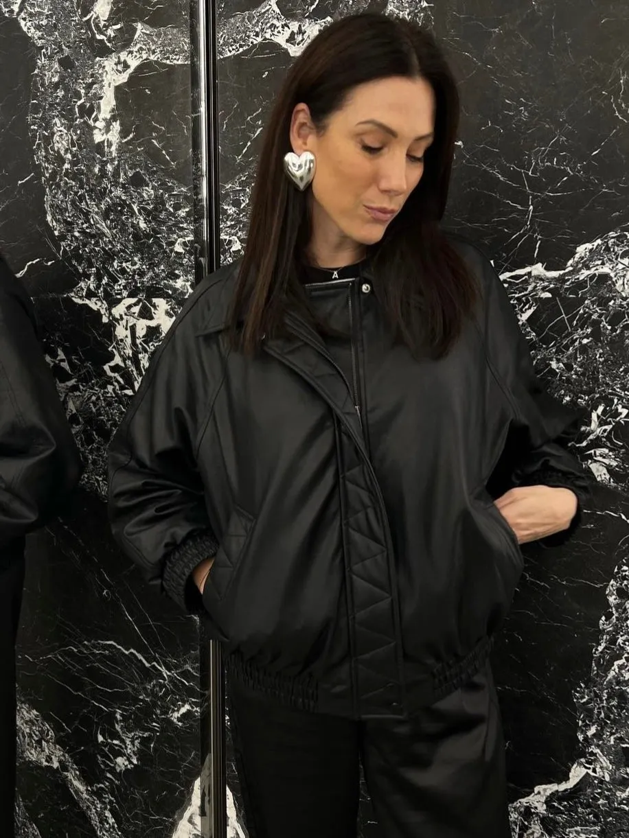 **PRESALE** BRUNETTE THE LABEL Oversized Vegan Leather Bomber Jacket