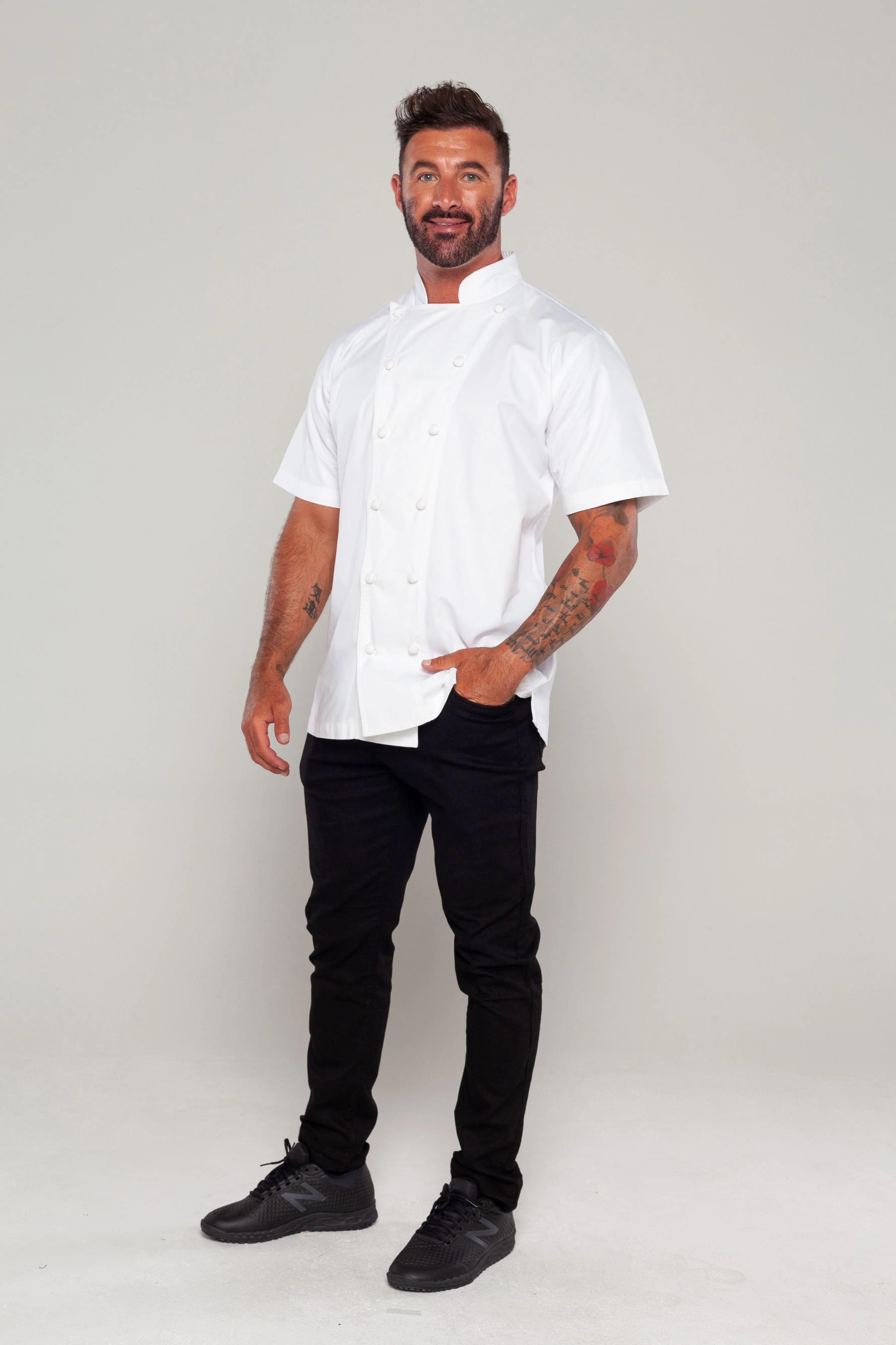 Press Chef jacket white with hand rolled cotton button