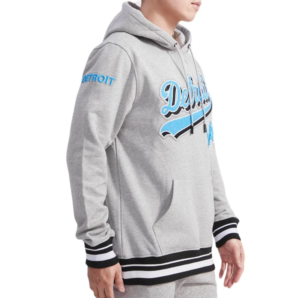 Pro Standard Detroit Lions Script Tail Rib Fleece Pullover Hoodie (H.Gray/Black)