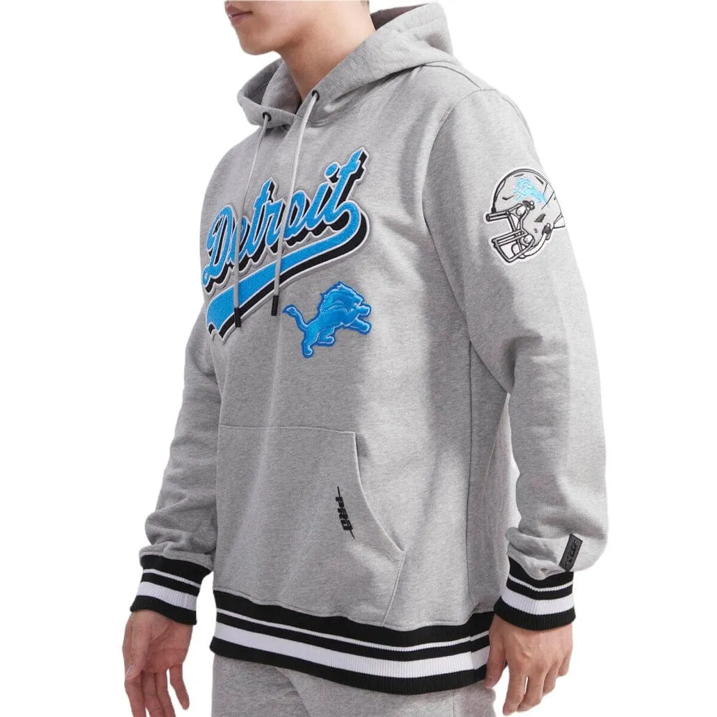 Pro Standard Detroit Lions Script Tail Rib Fleece Pullover Hoodie (H.Gray/Black)