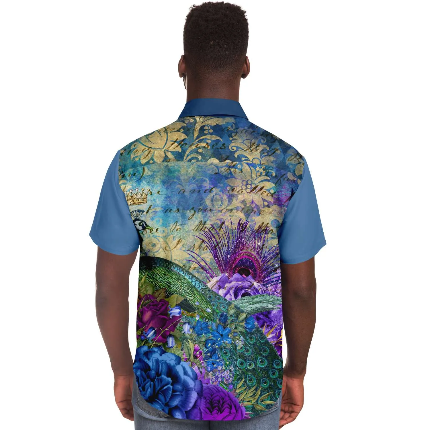 Royal Peacock Short Sleeve Button Down Shirt