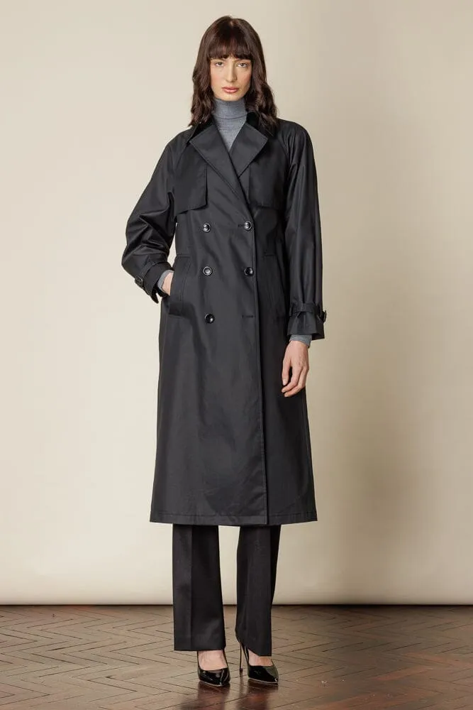 (RTW) Maddie Trench Coat - Black Cotton Gabardine