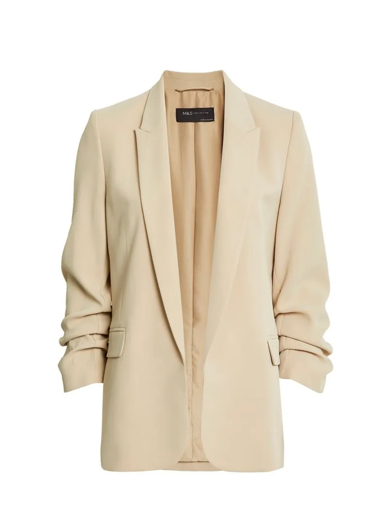 Ruched Sleeve Blazer