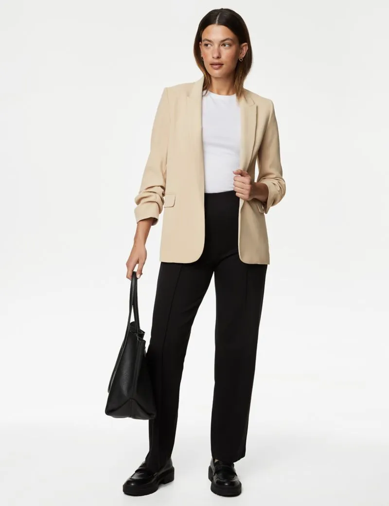 Ruched Sleeve Blazer