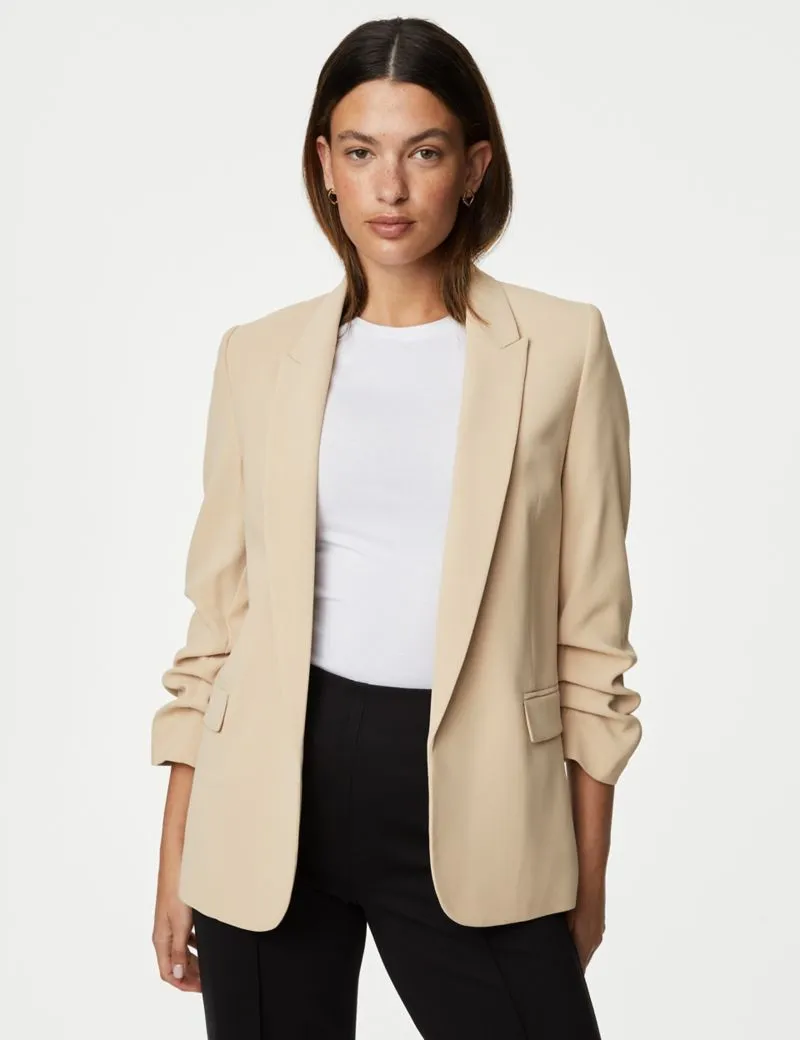 Ruched Sleeve Blazer