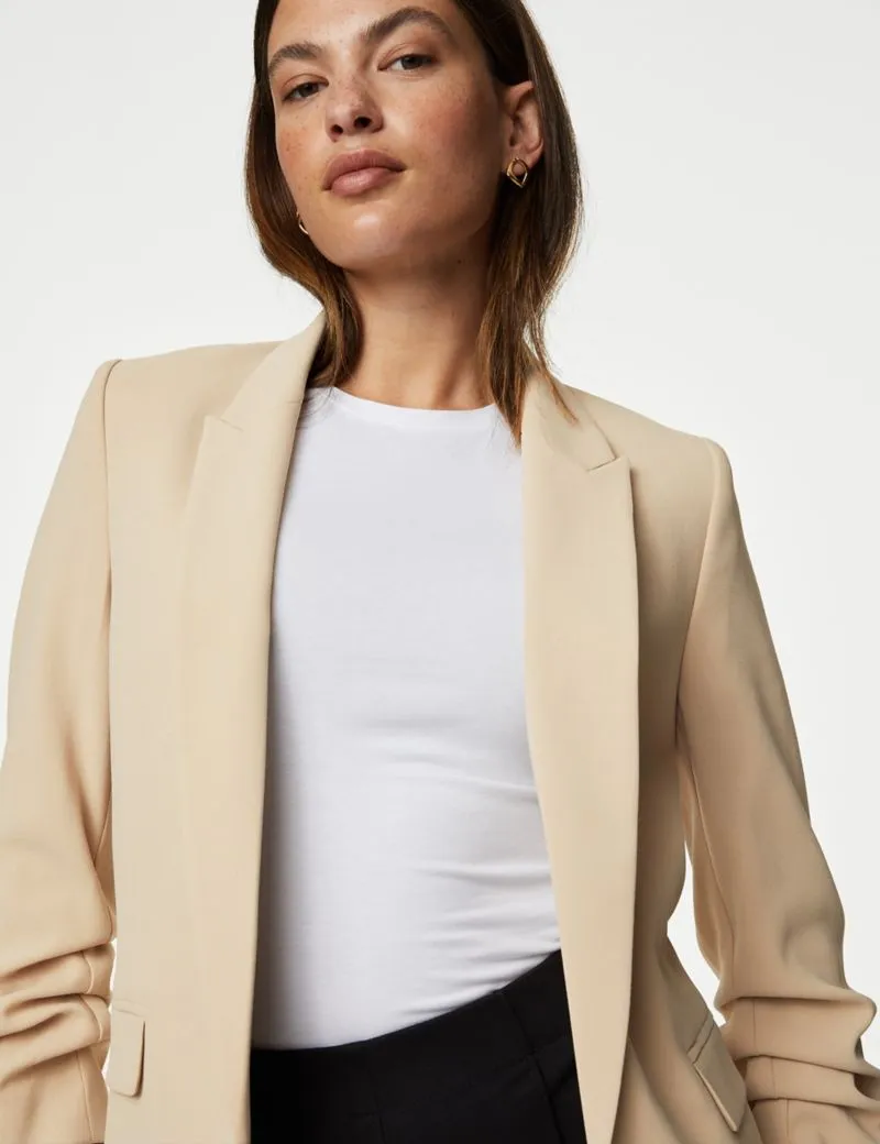 Ruched Sleeve Blazer