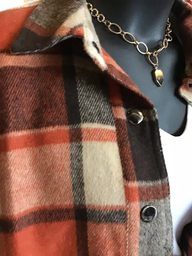 Rust Mixed Plaid Shacket - Small to 2X