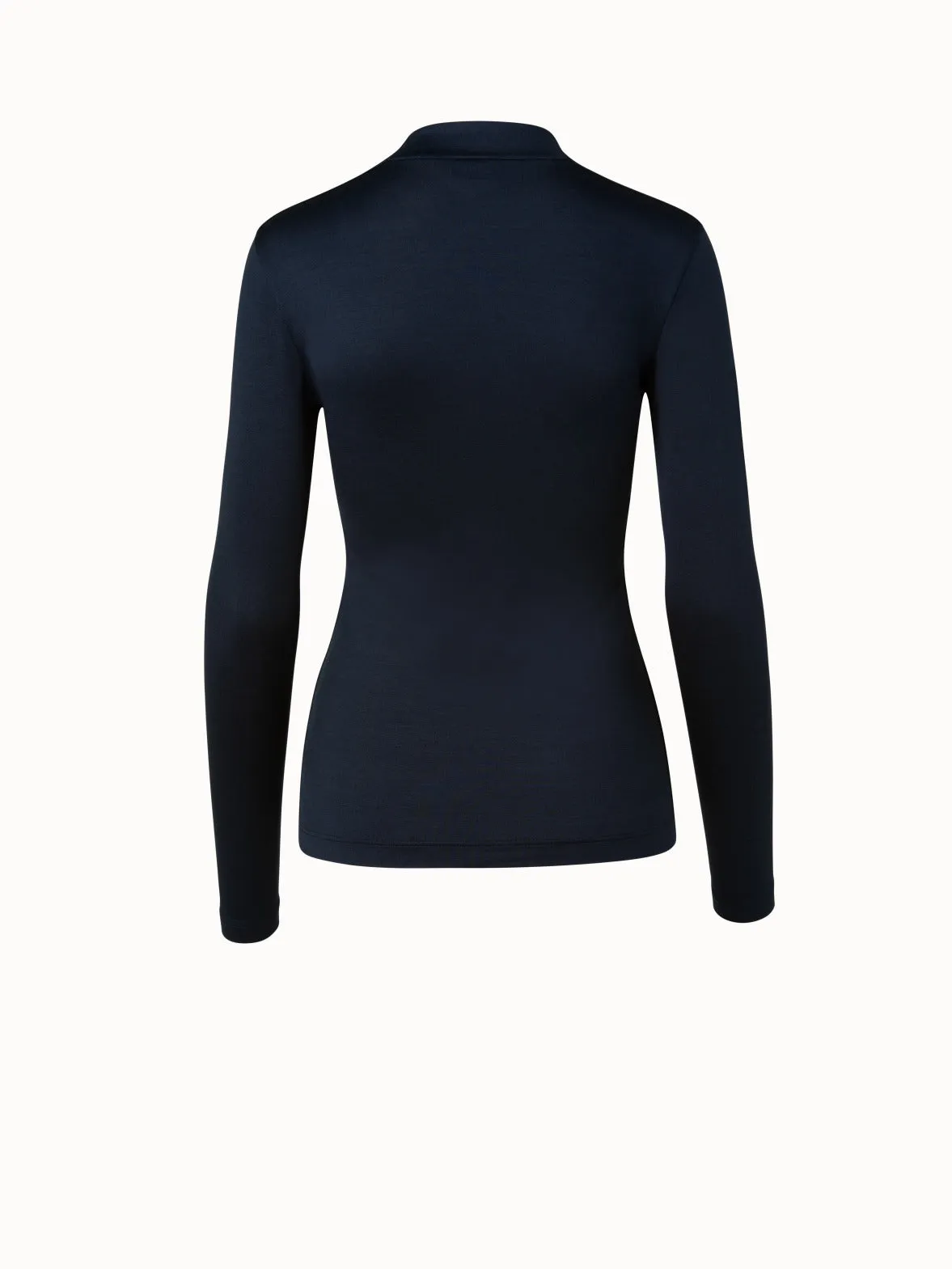 Shirt mit V-Kragen aus Seiden-Stretch-Jersey