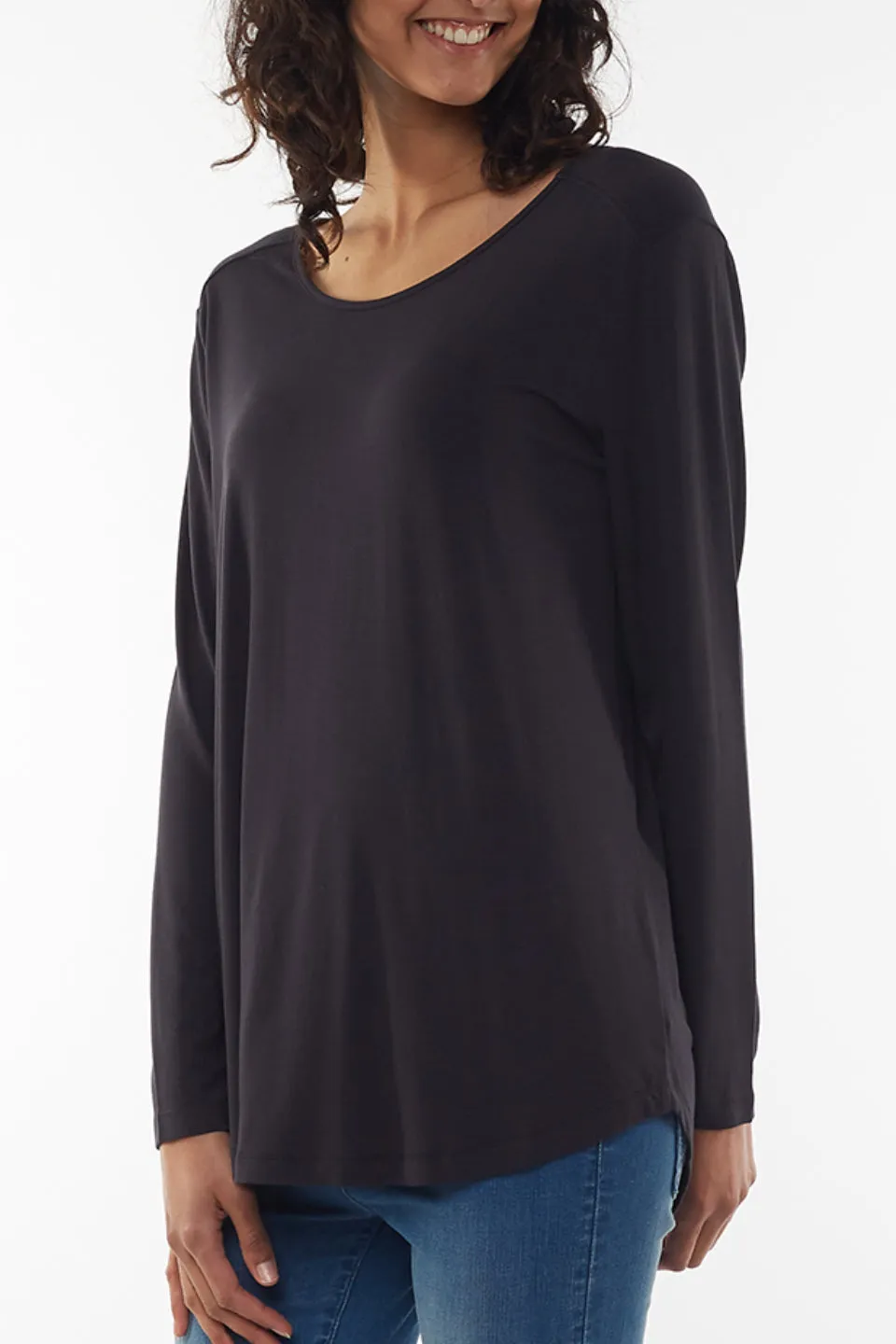 Sierra Luxe LS Relaxed Black Tee