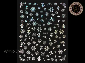 Silver Holographic Snowflake Adhesive Nail Art Sticker - 1 pc (WG443SH)