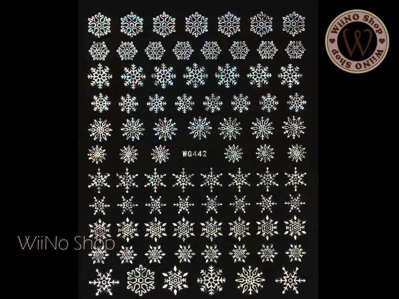 Snowflake Silver Holographic Adhesive Nail Art Sticker - 1 pc (WG442SH)