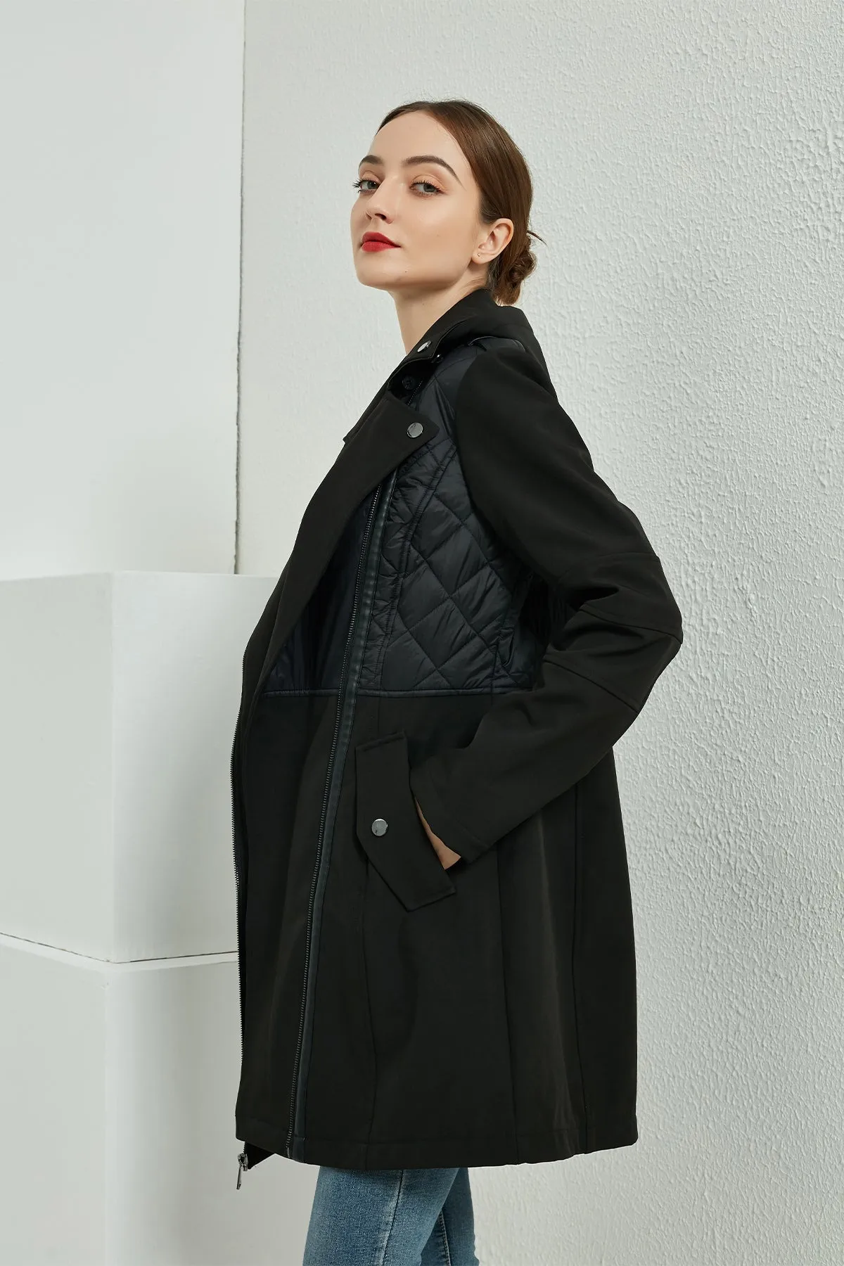 Softshell Asymmetrical zip up Trench Coat & Jacket