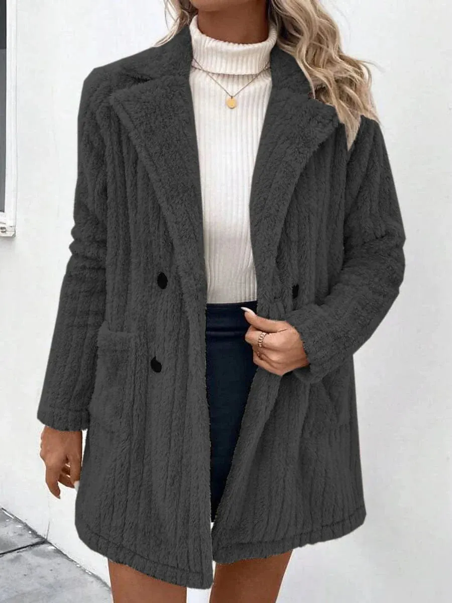 Stay Cozy and Stylish with Women's Fuzzy Apricot Long Coat